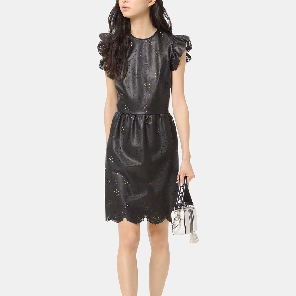 MICHAEL Michael Kors Faux-Leather Laser Cut Dress